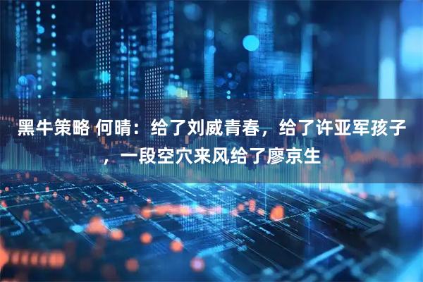 黑牛策略 何晴：给了刘威青春，给了许亚军孩子，一段空穴来风给了廖京生