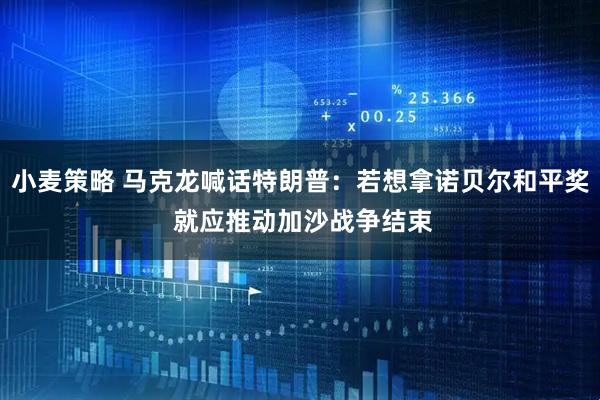 小麦策略 马克龙喊话特朗普：若想拿诺贝尔和平奖 就应推动加沙战争结束